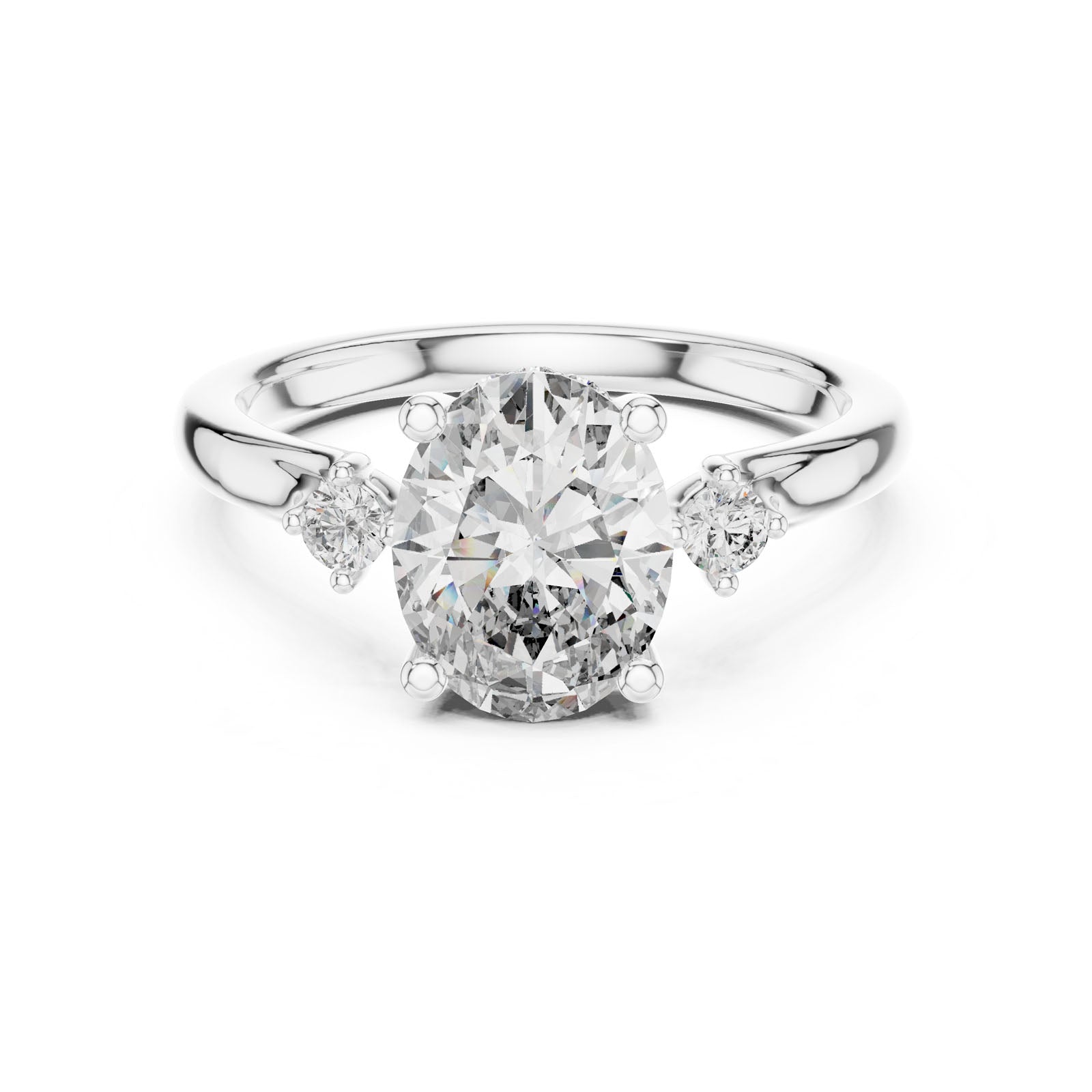 2.15 Ct. Oval Diamond Ring with Hidden Halo and Side Accent Diamond (DDLR-164)