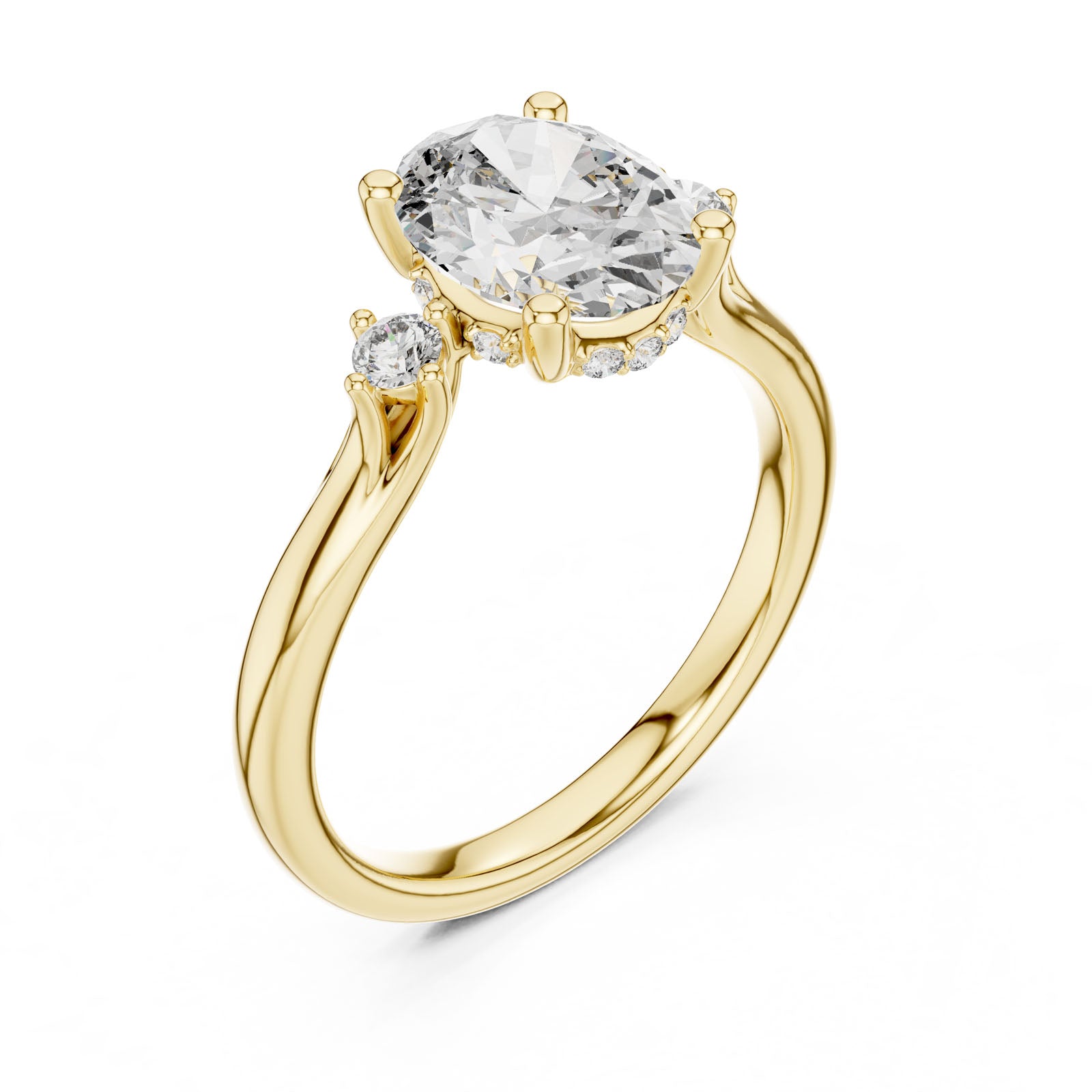 2.15 Ct. Oval Diamond Ring with Hidden Halo and Side Accent Diamond (DDLR-164)