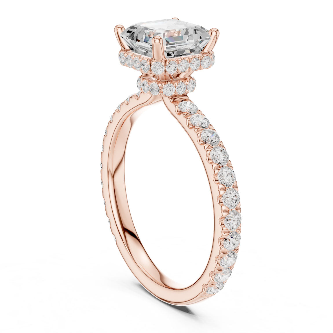 2.14 Ct. Classic Asscher Diamond Ring with Double Hidden Halo and Pavé Shank (DDLR-165-AC) 10
