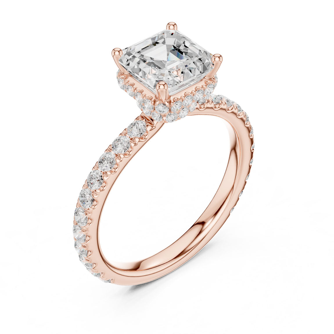 2.14 Ct. Classic Asscher Diamond Ring with Double Hidden Halo and Pavé Shank (DDLR-165-AC) 8