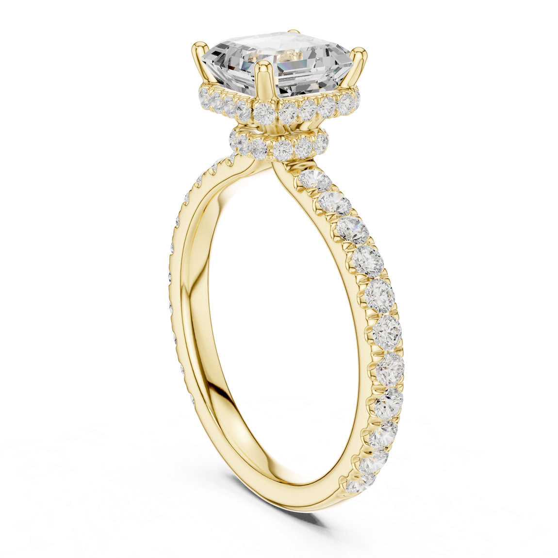 2.14 Ct. Classic Asscher Diamond Ring with Double Hidden Halo and Pavé Shank (DDLR-165-AC) 3