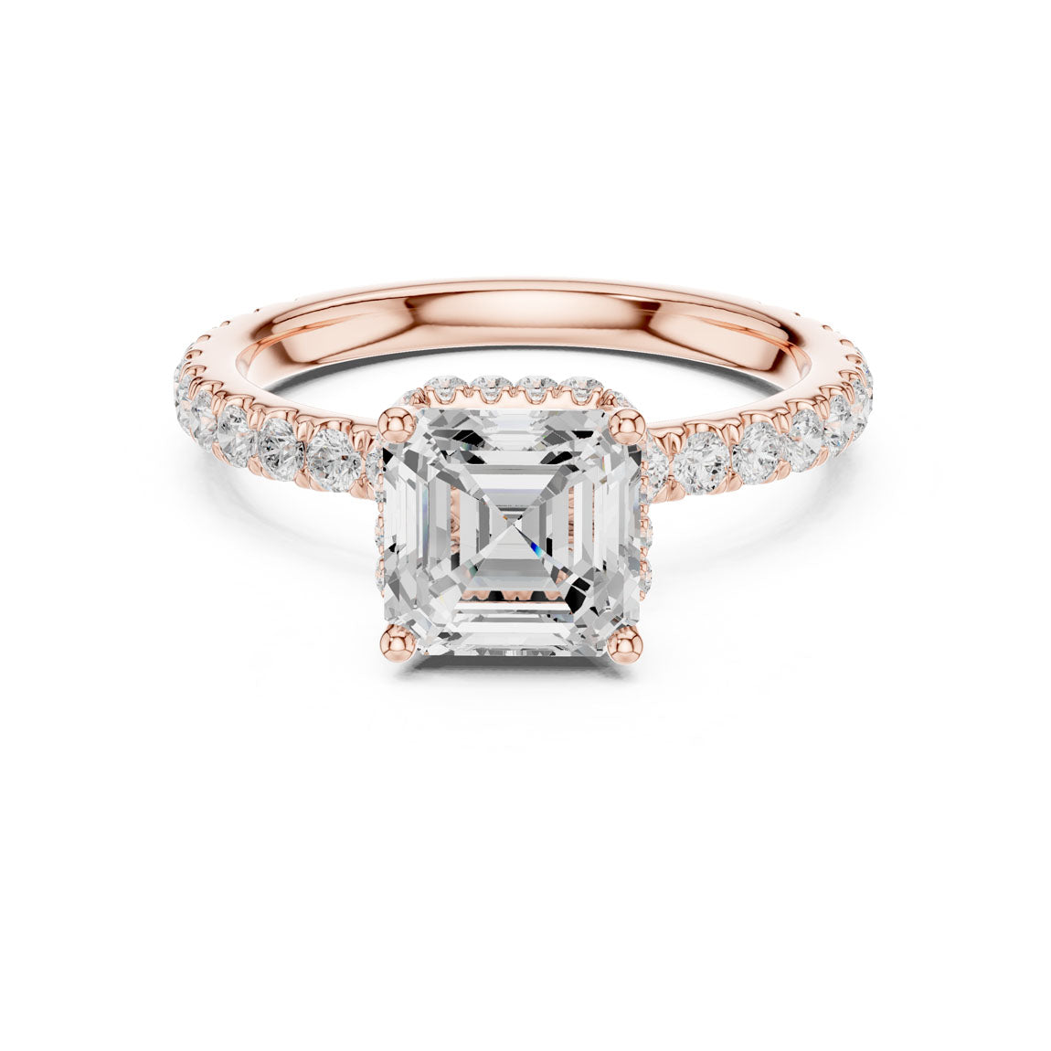 2.14 Ct. Classic Asscher Diamond Ring with Double Hidden Halo and Pavé Shank (DDLR-165-AC) 7