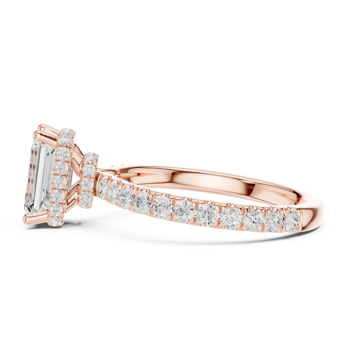 2.14 Ct. Classic Emerald Cut Diamond Ring with Double Hidden Halo and Pavé Shank (DDLR-165-EM) 12