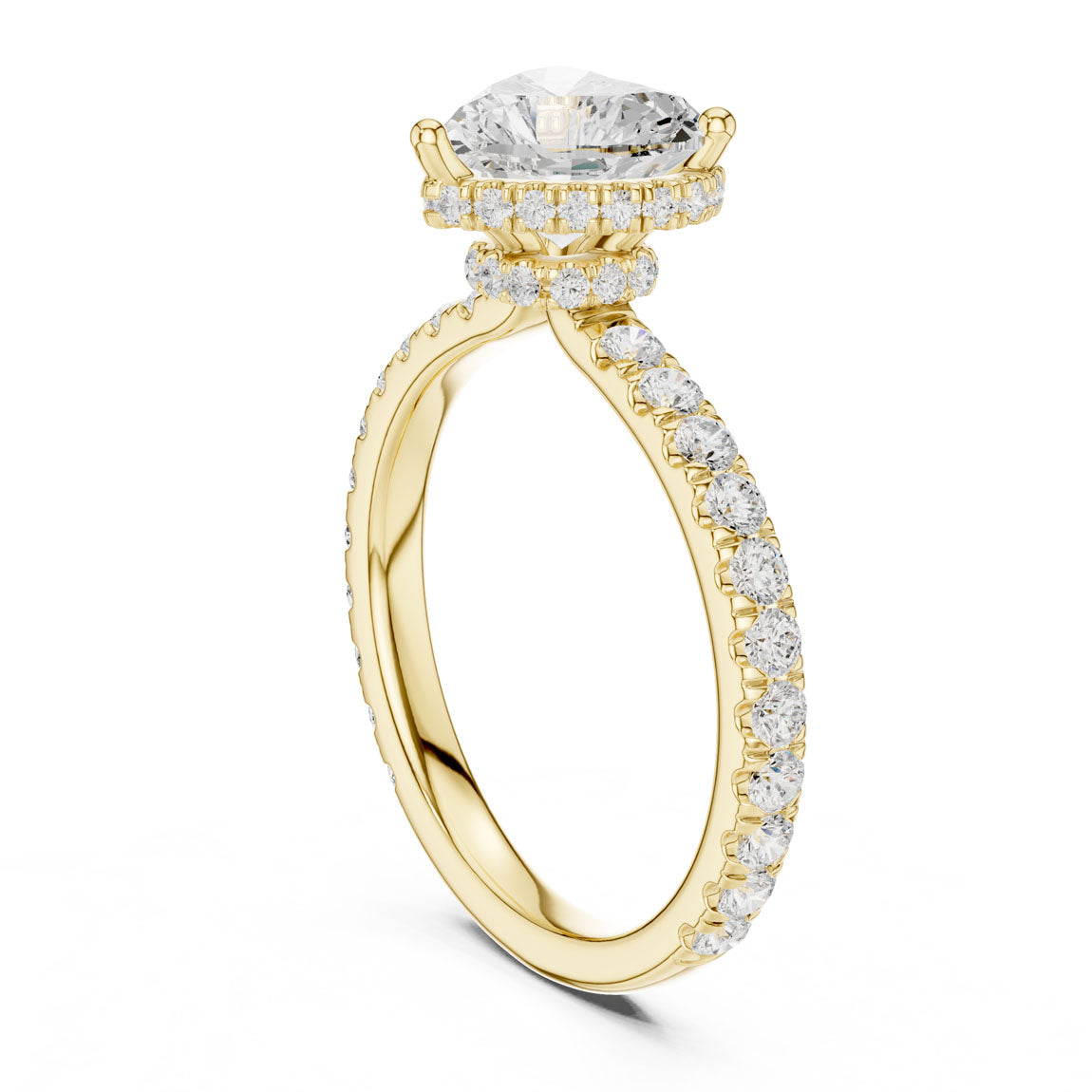 2.15 Ct. Classic Heart Diamond Ring with Double Hidden Halo and Pavé Shank (DDLR-165-HR) 3