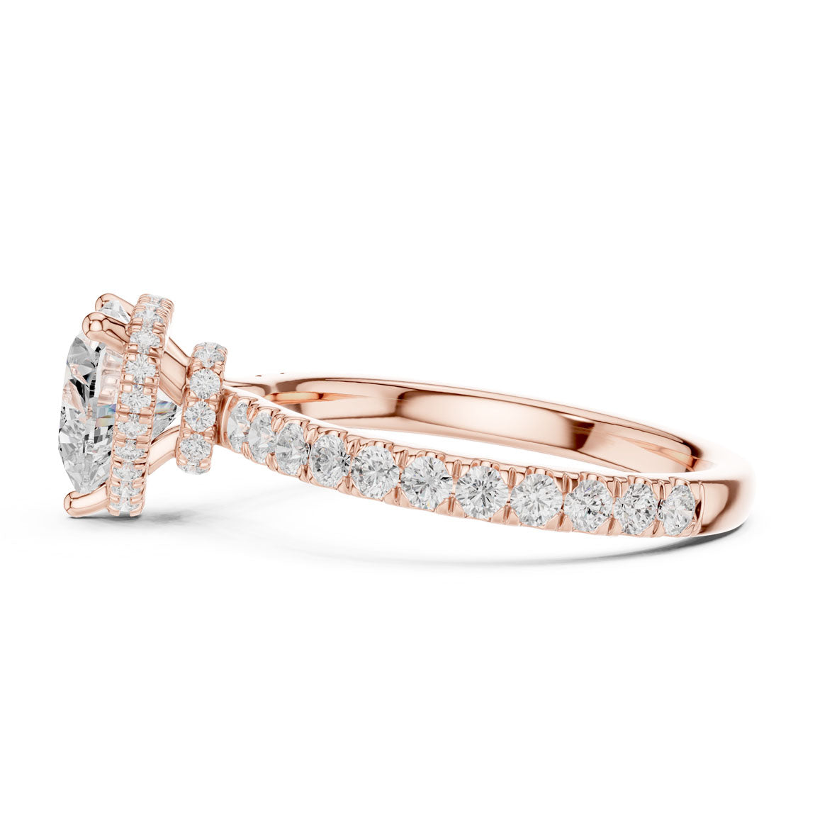 2.15 Ct. Classic Heart Diamond Ring with Double Hidden Halo and Pavé Shank (DDLR-165-HR) 12