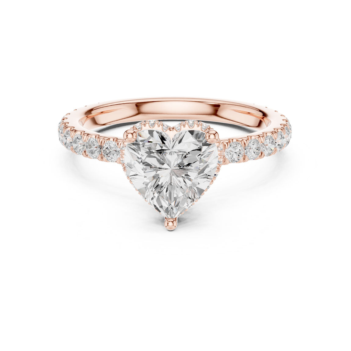 2.15 Ct. Classic Heart Diamond Ring with Double Hidden Halo and Pavé Shank (DDLR-165-HR) 7