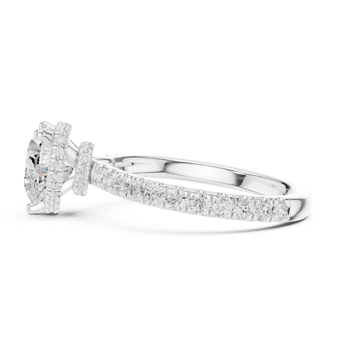 2.15 Ct. Classic Heart Diamond Ring with Double Hidden Halo and Pavé Shank (DDLR-165-HR) 11