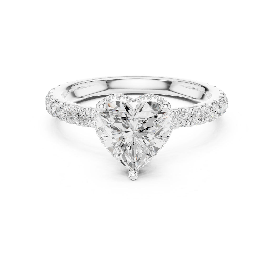 2.15 Ct. Classic Heart Diamond Ring with Double Hidden Halo and Pavé Shank (DDLR-165-HR) 5