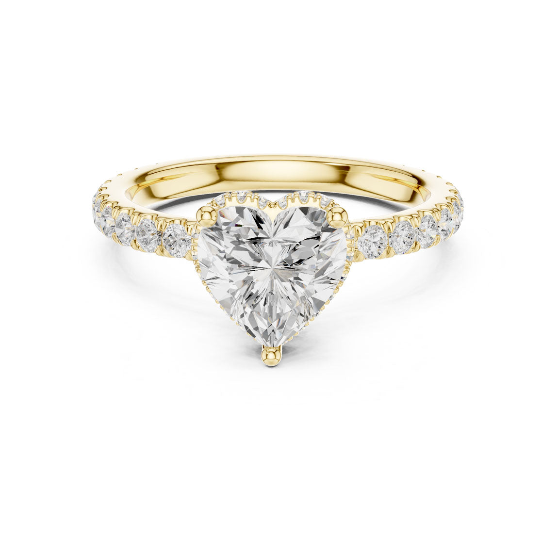 2.15 Ct. Classic Heart Diamond Ring with Double Hidden Halo and Pavé Shank (DDLR-165-HR)