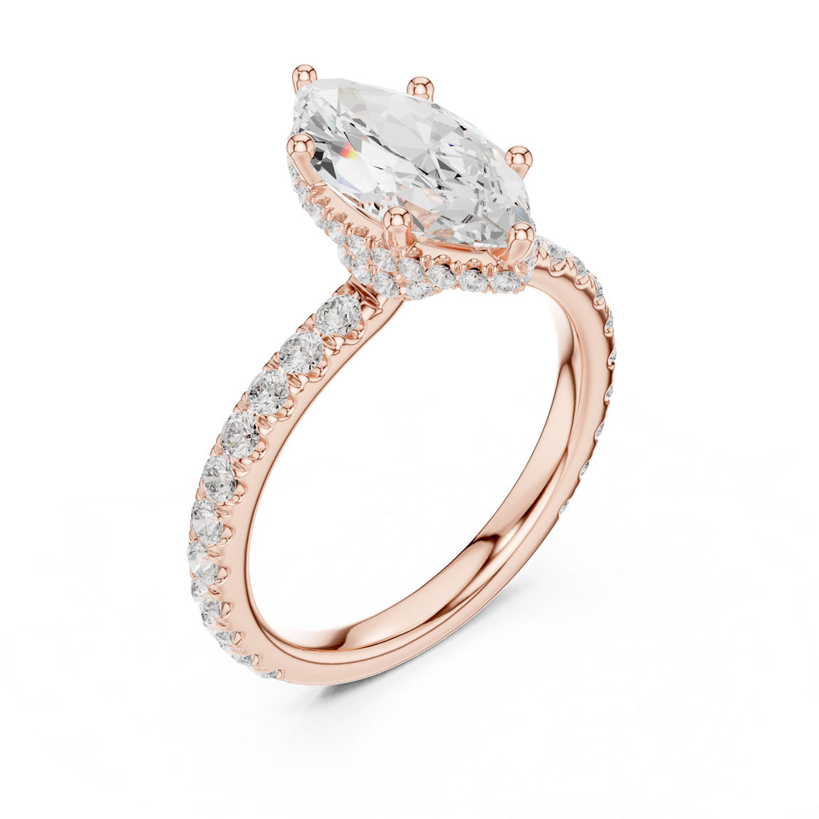 2.17 Ct. Classic Marquise Diamond Ring with Double Hidden Halo and Pavé Shank (DDLR-165-MQ) 8