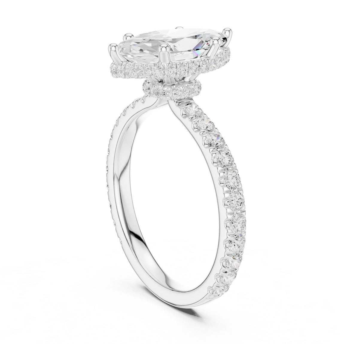 2.17 Ct. Classic Marquise Diamond Ring with Double Hidden Halo and Pavé Shank (DDLR-165-MQ) 10