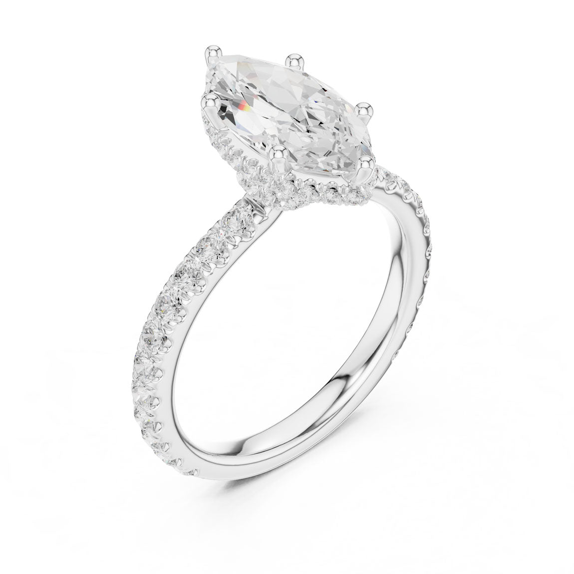 2.17 Ct. Classic Marquise Diamond Ring with Double Hidden Halo and Pavé Shank (DDLR-165-MQ) 6