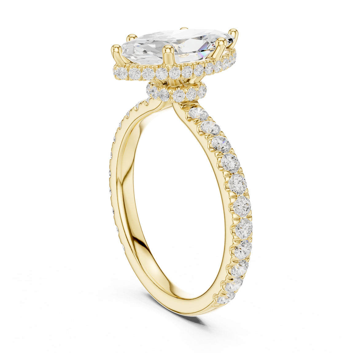 2.17 Ct. Classic Marquise Diamond Ring with Double Hidden Halo and Pavé Shank (DDLR-165-MQ) 3