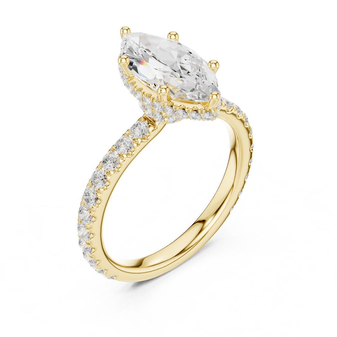 2.17 Ct. Classic Marquise Diamond Ring with Double Hidden Halo and Pavé Shank (DDLR-165-MQ)