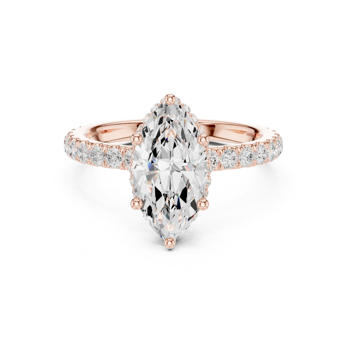 2.17 Ct. Classic Marquise Diamond Ring with Double Hidden Halo and Pavé Shank (DDLR-165-MQ) 7