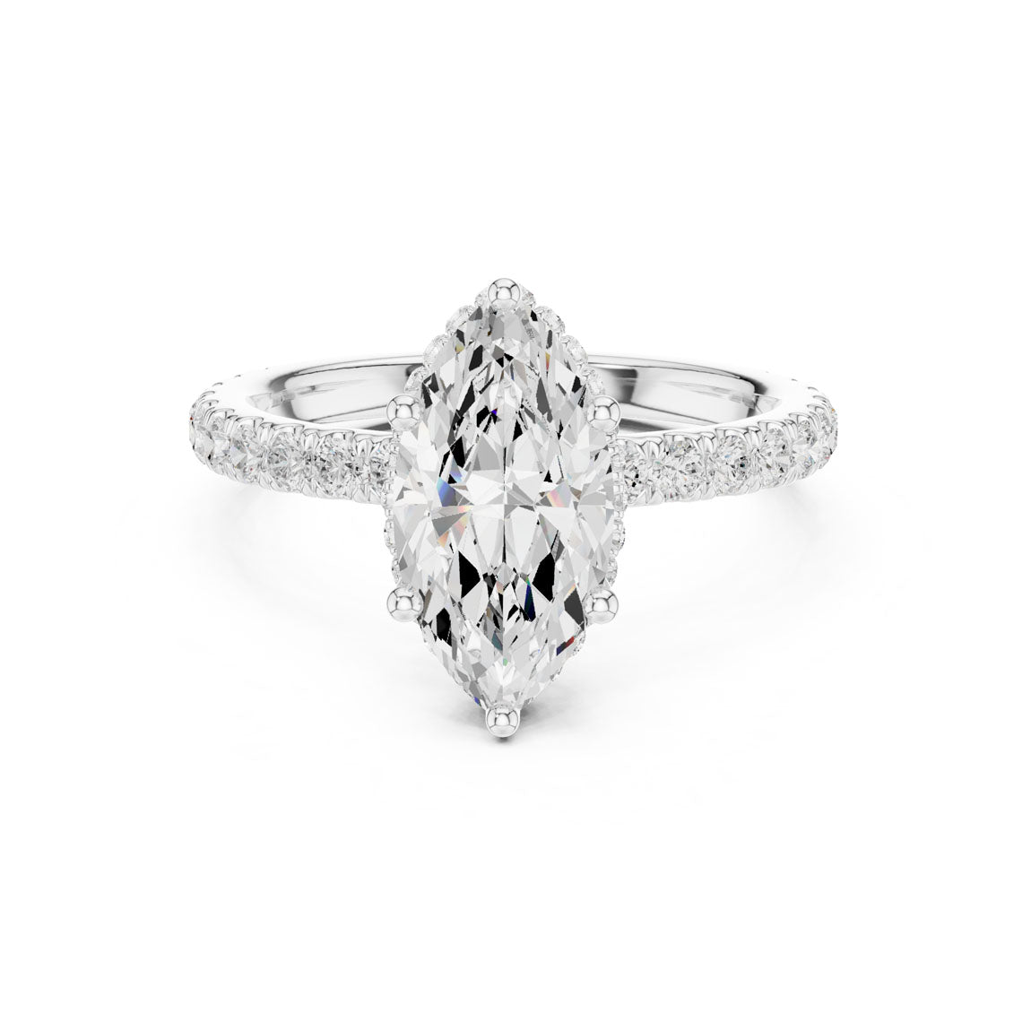 2.17 Ct. Classic Marquise Diamond Ring with Double Hidden Halo and Pavé Shank (DDLR-165-MQ)