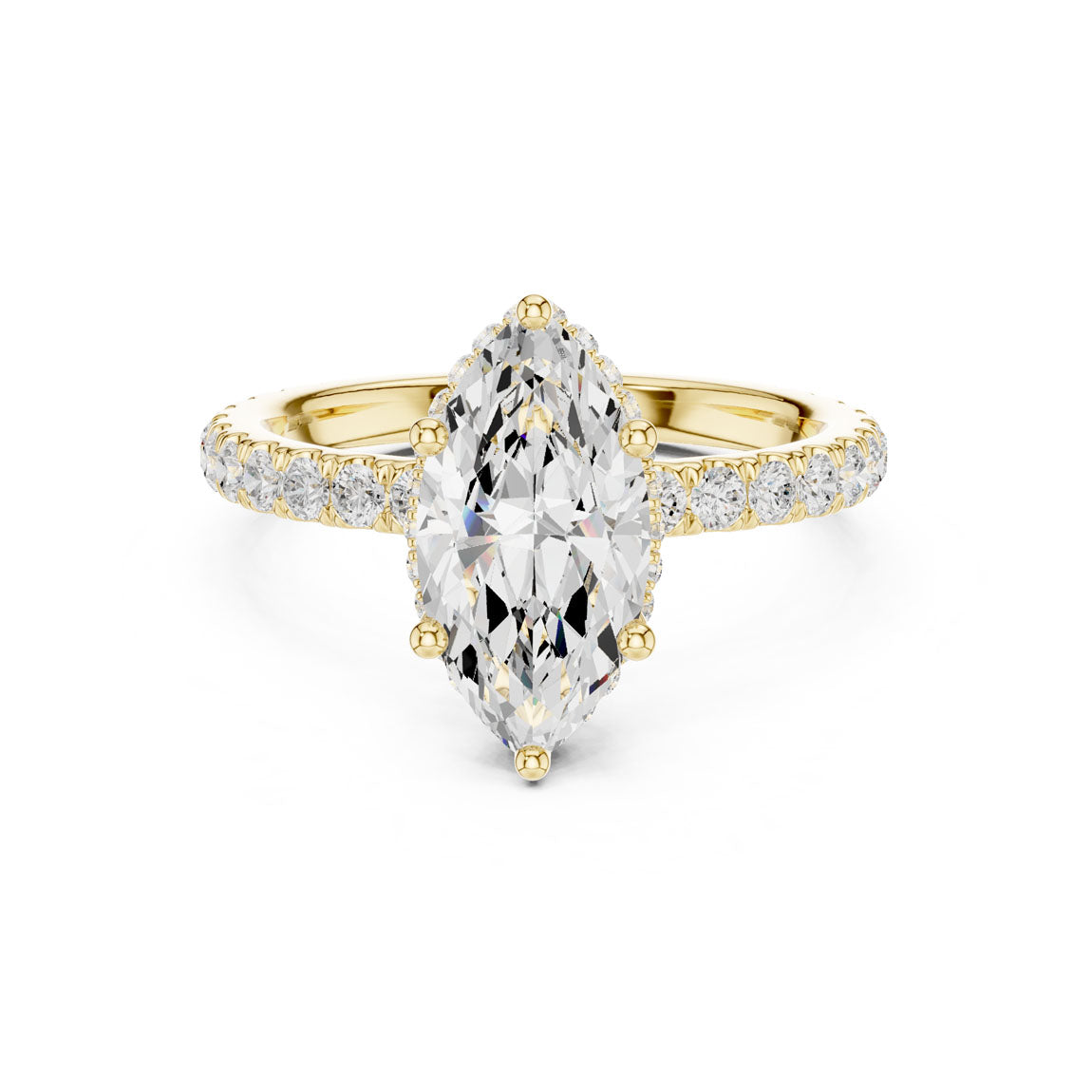 2.17 Ct. Classic Marquise Diamond Ring with Double Hidden Halo and Pavé Shank (DDLR-165-MQ) 5