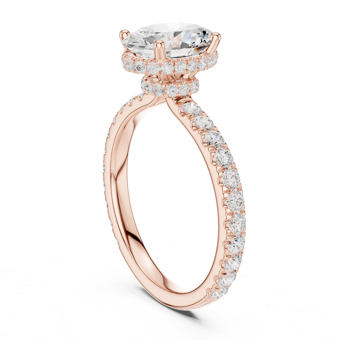 2.15 Ct. Classic Oval Diamond Ring with Double Hidden Halo and Pavé Shank (DDLR-165-OV) 10