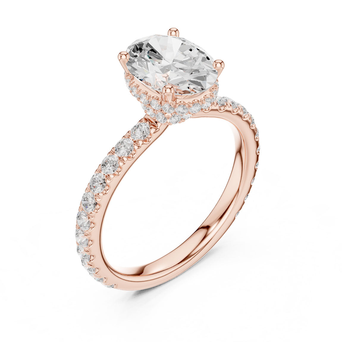 2.15 Ct. Classic Oval Diamond Ring with Double Hidden Halo and Pavé Shank (DDLR-165-OV) 8
