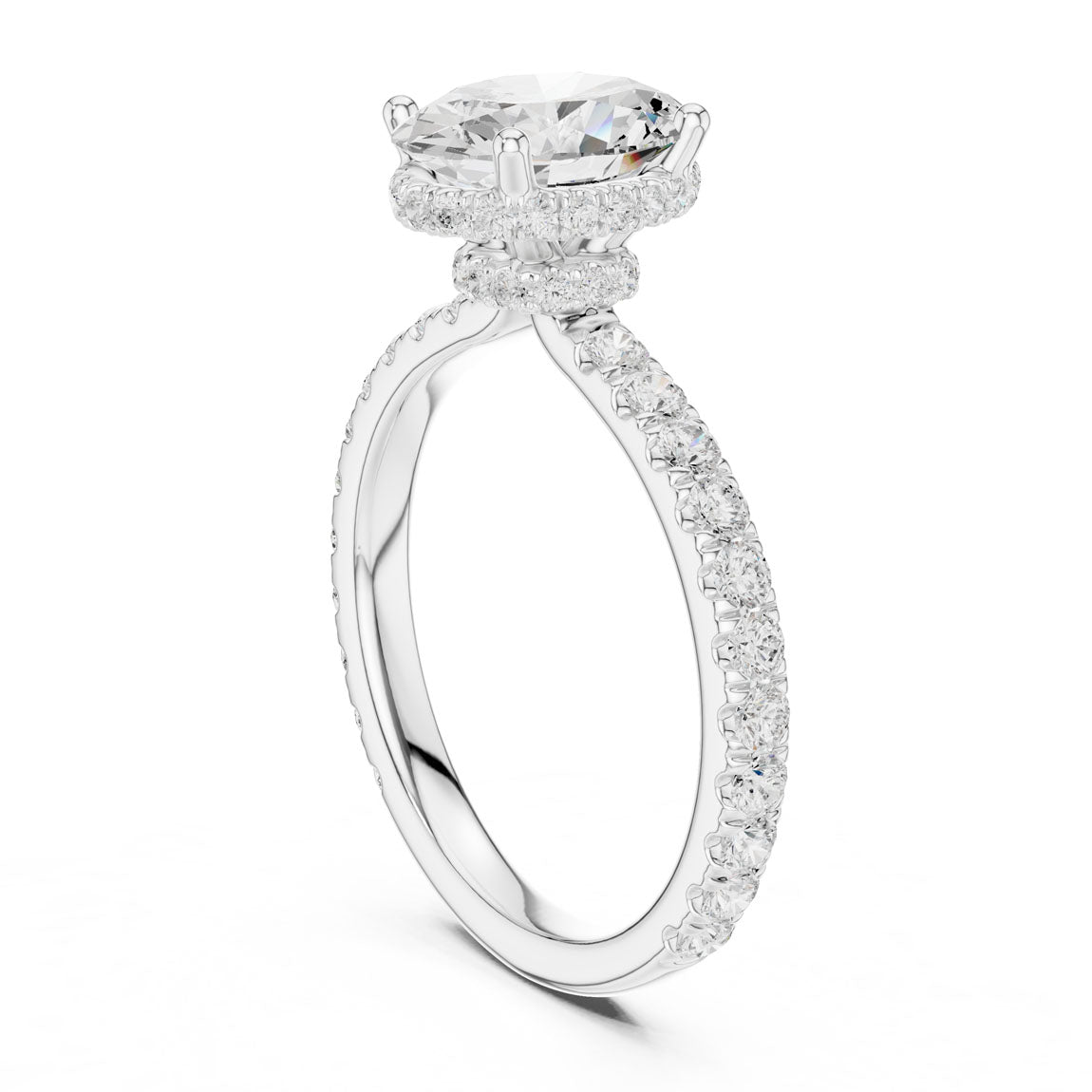 2.15 Ct. Classic Oval Diamond Ring with Double Hidden Halo and Pavé Shank (DDLR-165-OV) 9
