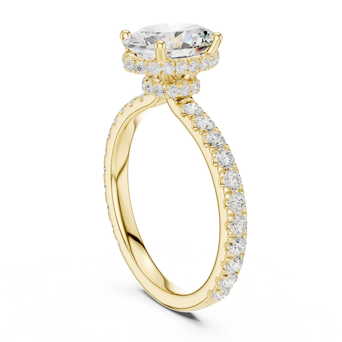 2.15 Ct. Classic Oval Diamond Ring with Double Hidden Halo and Pavé Shank (DDLR-165-OV) 3