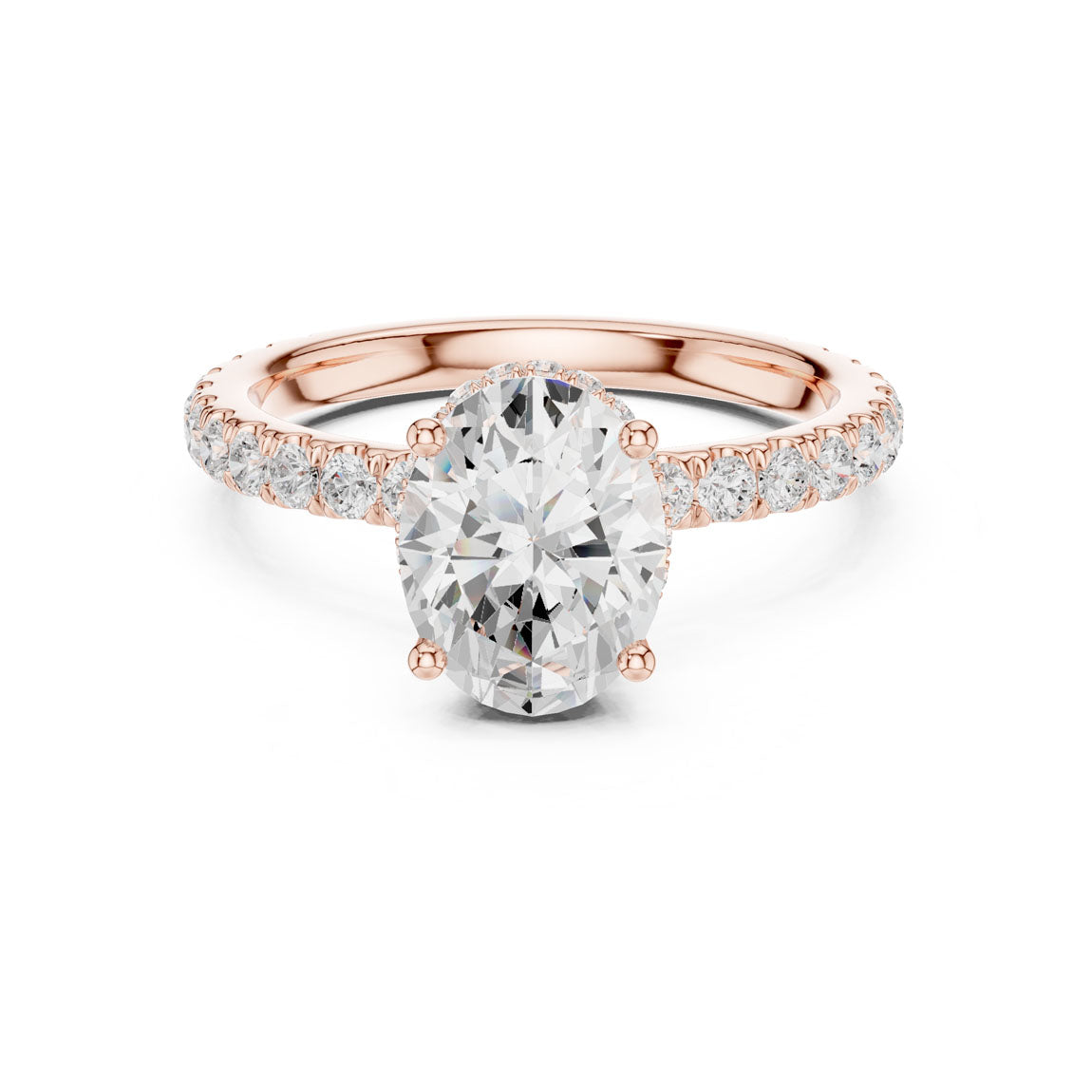 2.15 Ct. Classic Oval Diamond Ring with Double Hidden Halo and Pavé Shank (DDLR-165-OV) 7