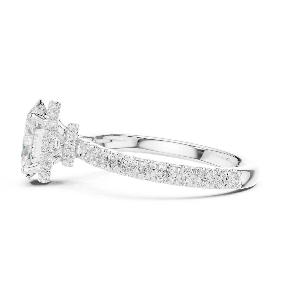 2.15 Ct. Classic Oval Diamond Ring with Double Hidden Halo and Pavé Shank (DDLR-165-OV) 11