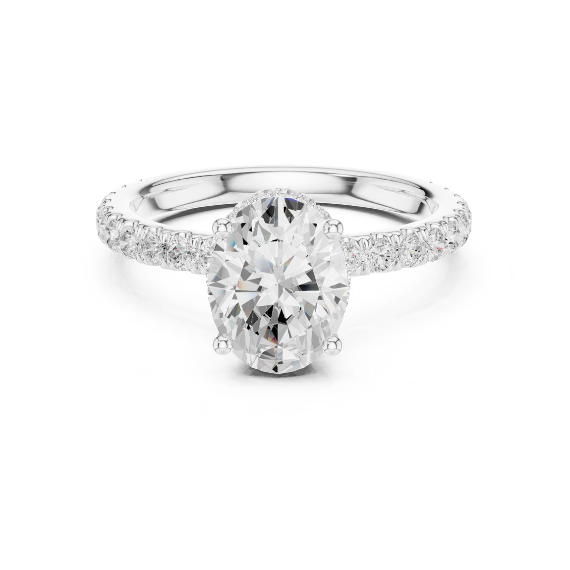 2.15 Ct. Classic Oval Diamond Ring with Double Hidden Halo and Pavé Shank (DDLR-165-OV) 5