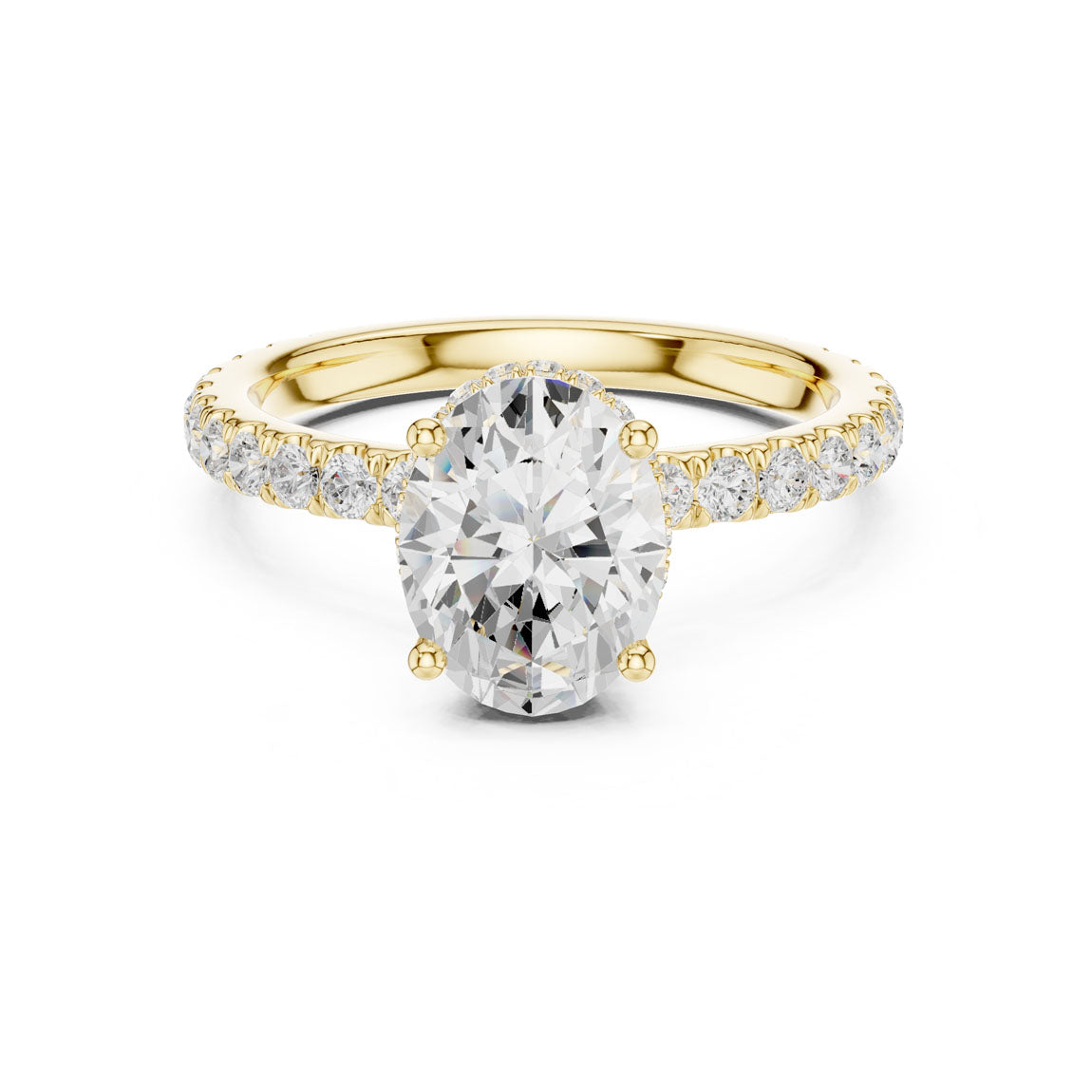 2.15 Ct. Classic Oval Diamond Ring with Double Hidden Halo and Pavé Shank (DDLR-165-OV)