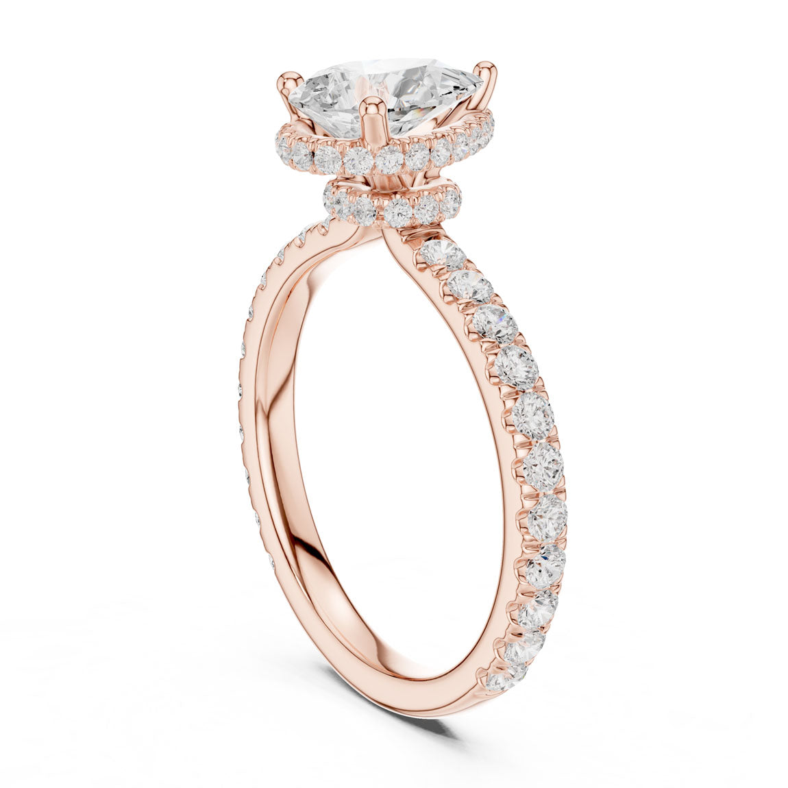 2.15 Ct. Classic Pear Diamond Ring with Double Hidden Halo and Pavé Shank (DDLR-165-PE) 9