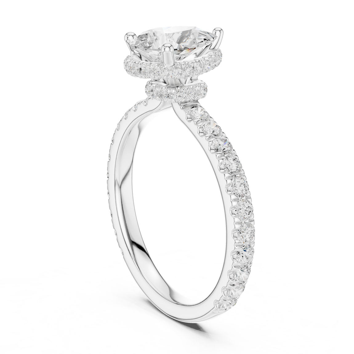 2.15 Ct. Classic Pear Diamond Ring with Double Hidden Halo and Pavé Shank (DDLR-165-PE) 10
