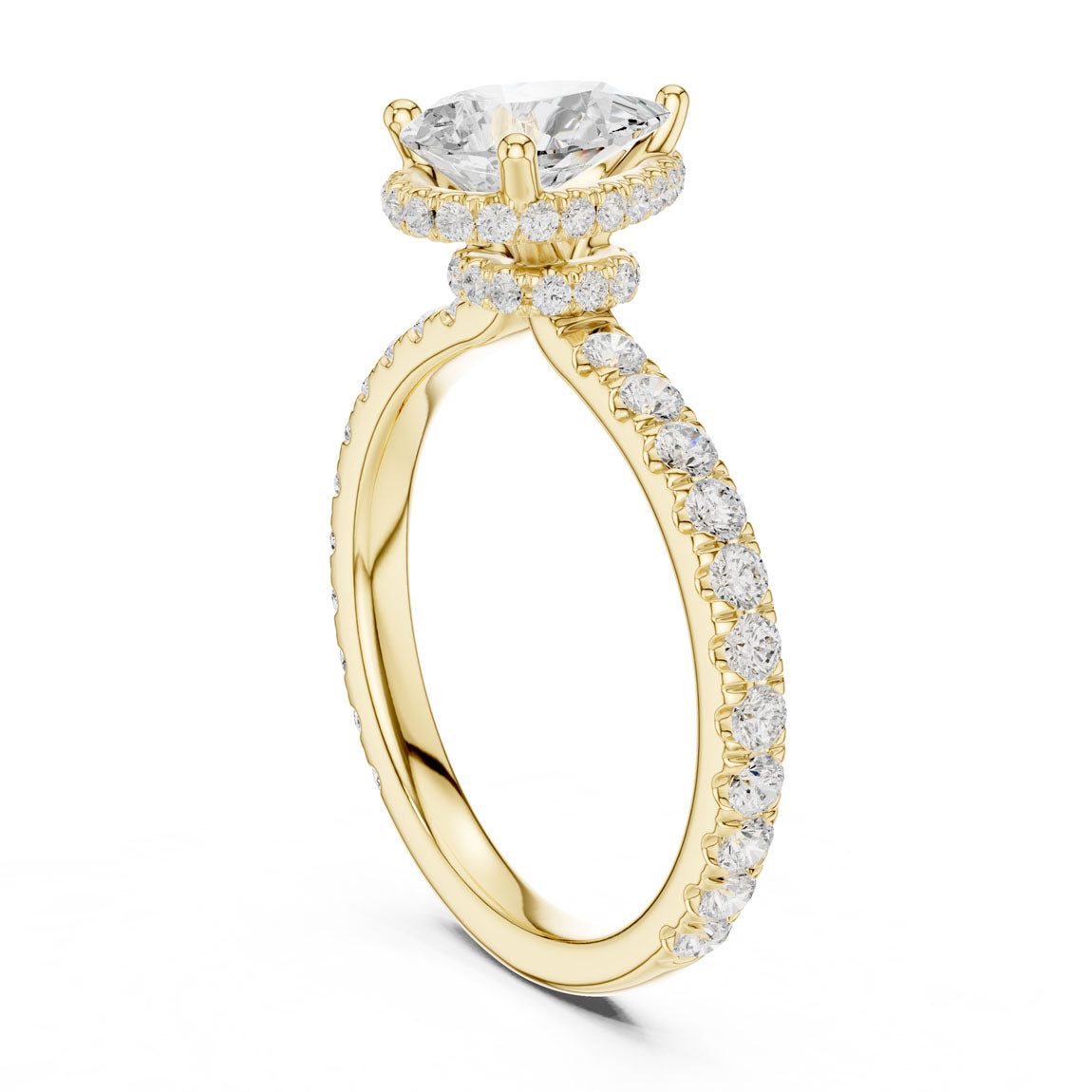 2.15 Ct. Classic Pear Diamond Ring with Double Hidden Halo and Pavé Shank (DDLR-165-PE) 3