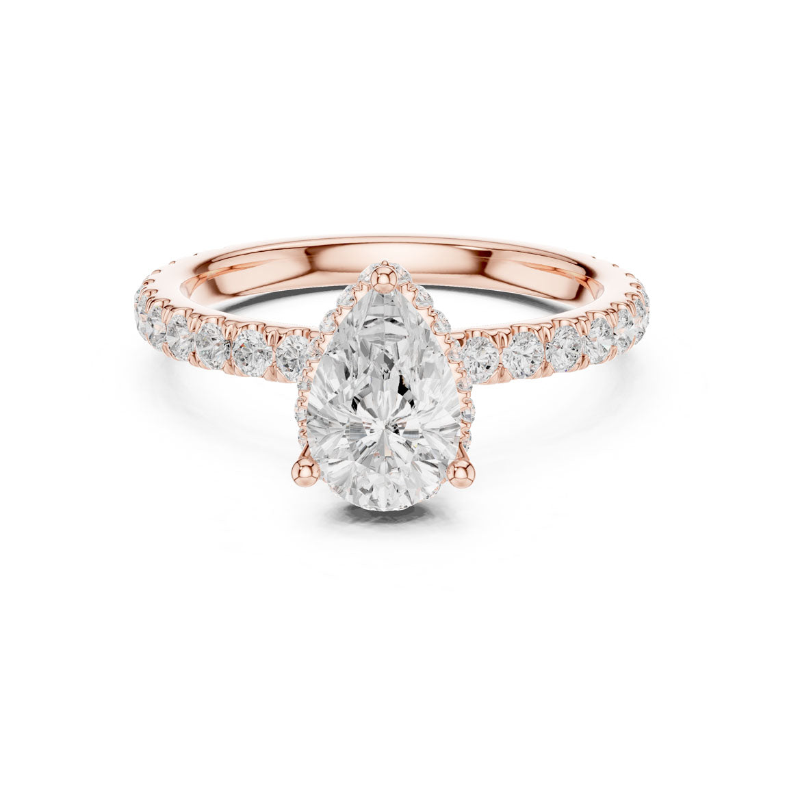 2.15 Ct. Classic Pear Diamond Ring with Double Hidden Halo and Pavé Shank (DDLR-165-PE) 7