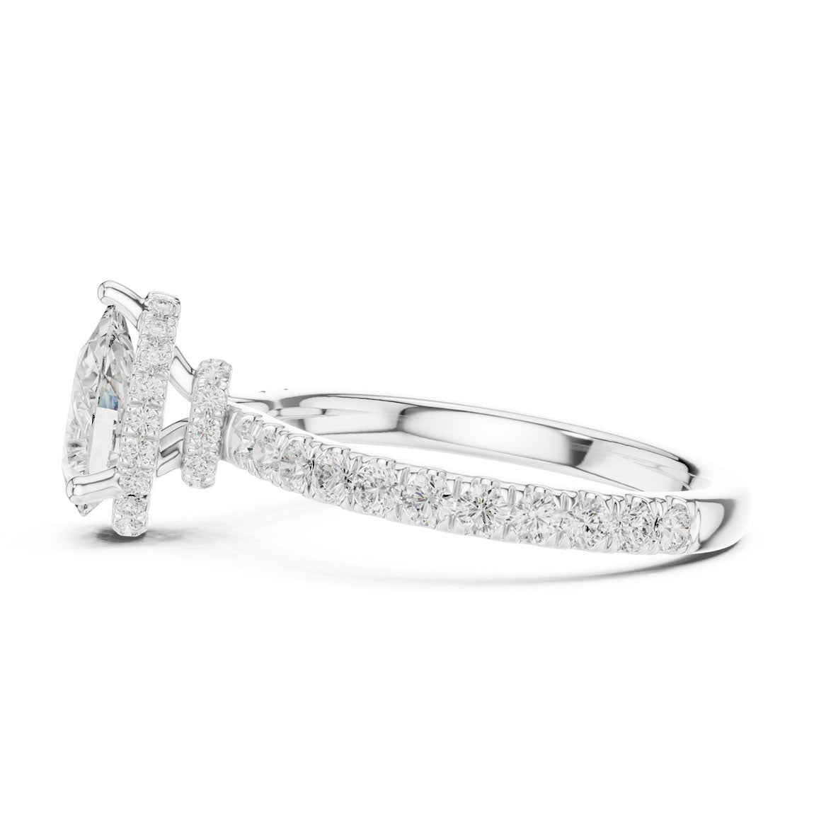 2.15 Ct. Classic Pear Diamond Ring with Double Hidden Halo and Pavé Shank (DDLR-165-PE) 12