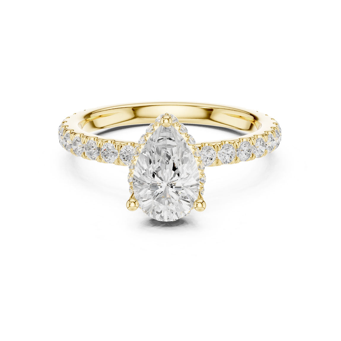 2.15 Ct. Classic Pear Diamond Ring with Double Hidden Halo and Pavé Shank (DDLR-165-PE) 4