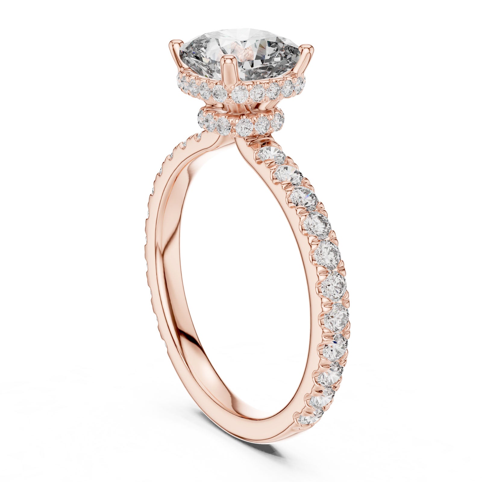 2.10 Ct. Cushion Cut Diamond Ring with Hidden Halo and Pavé Band (DDLR-165) 12