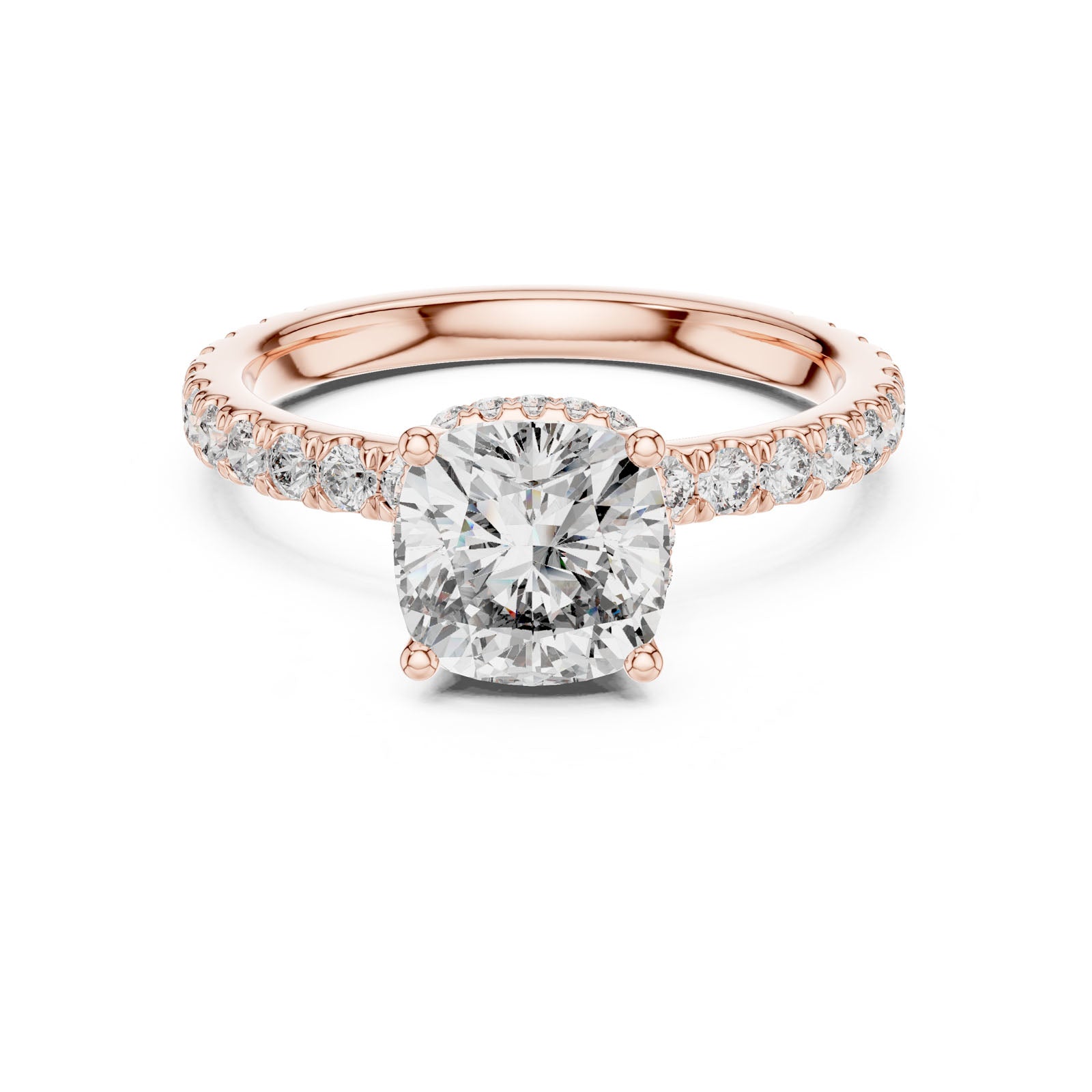 2.10 Ct. Cushion Cut Diamond Ring with Hidden Halo and Pavé Band (DDLR-165) 5