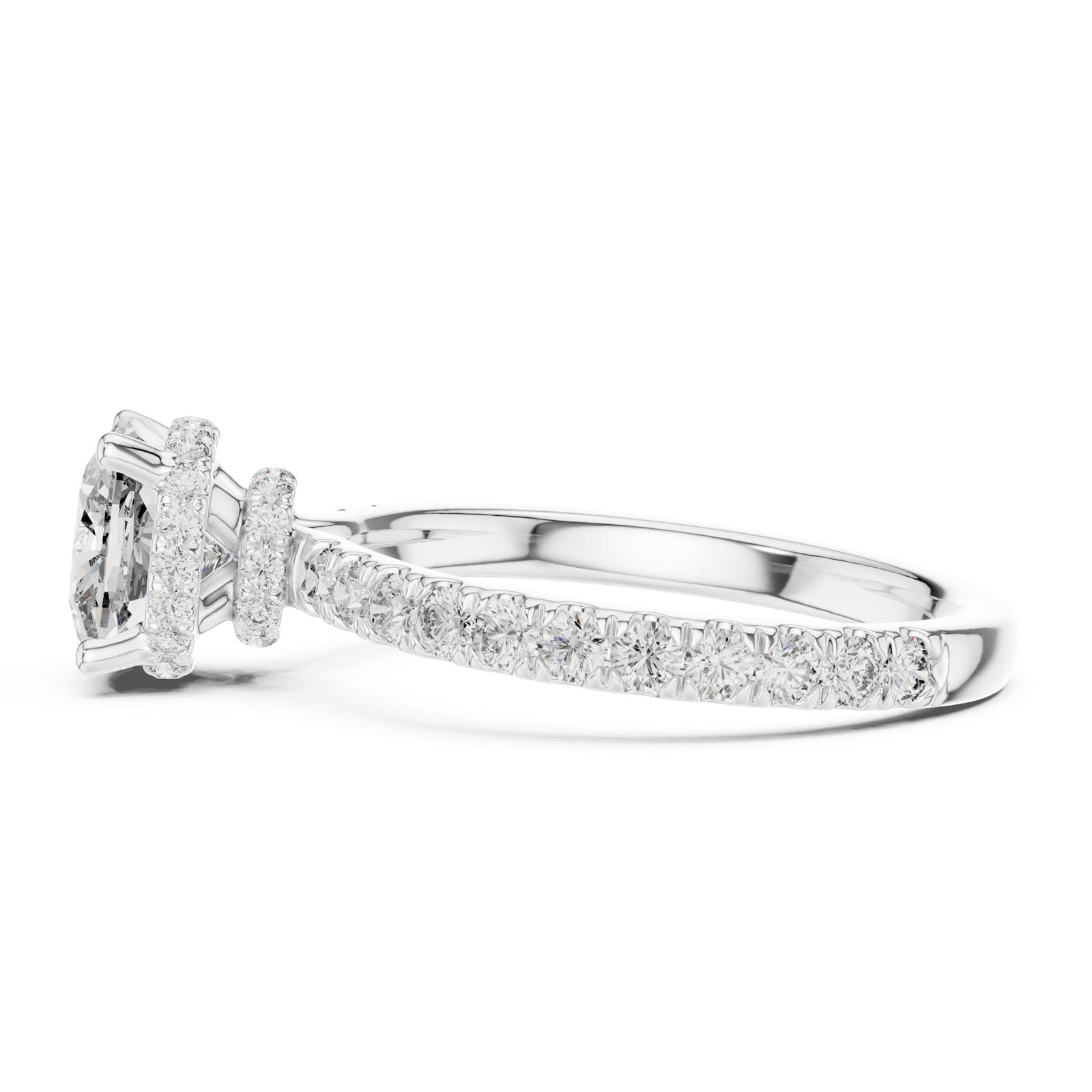 2.10 Ct. Cushion Cut Diamond Ring with Hidden Halo and Pavé Band (DDLR-165) 8