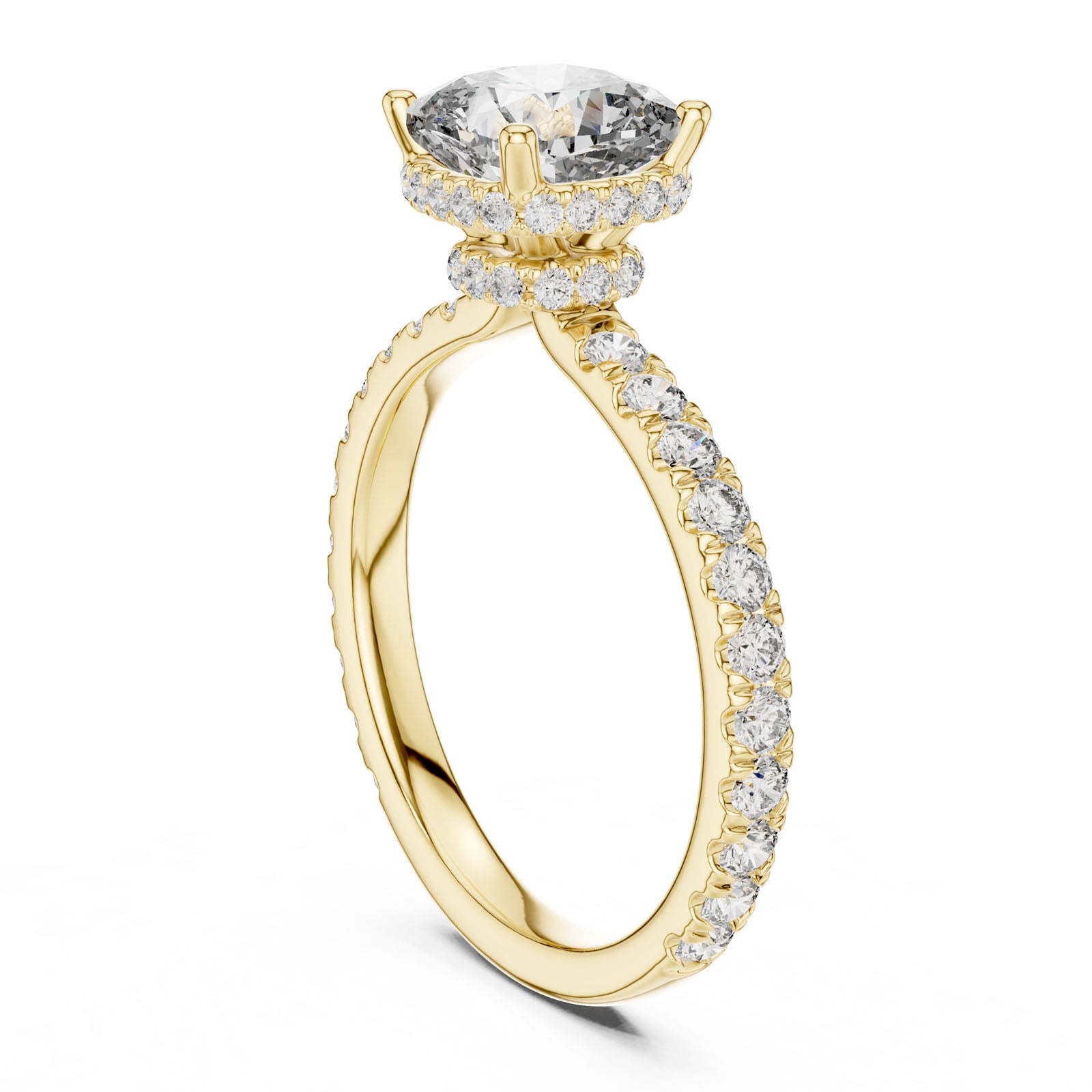 2.10 Ct. Cushion Cut Diamond Ring with Hidden Halo and Pavé Band (DDLR-165) 9