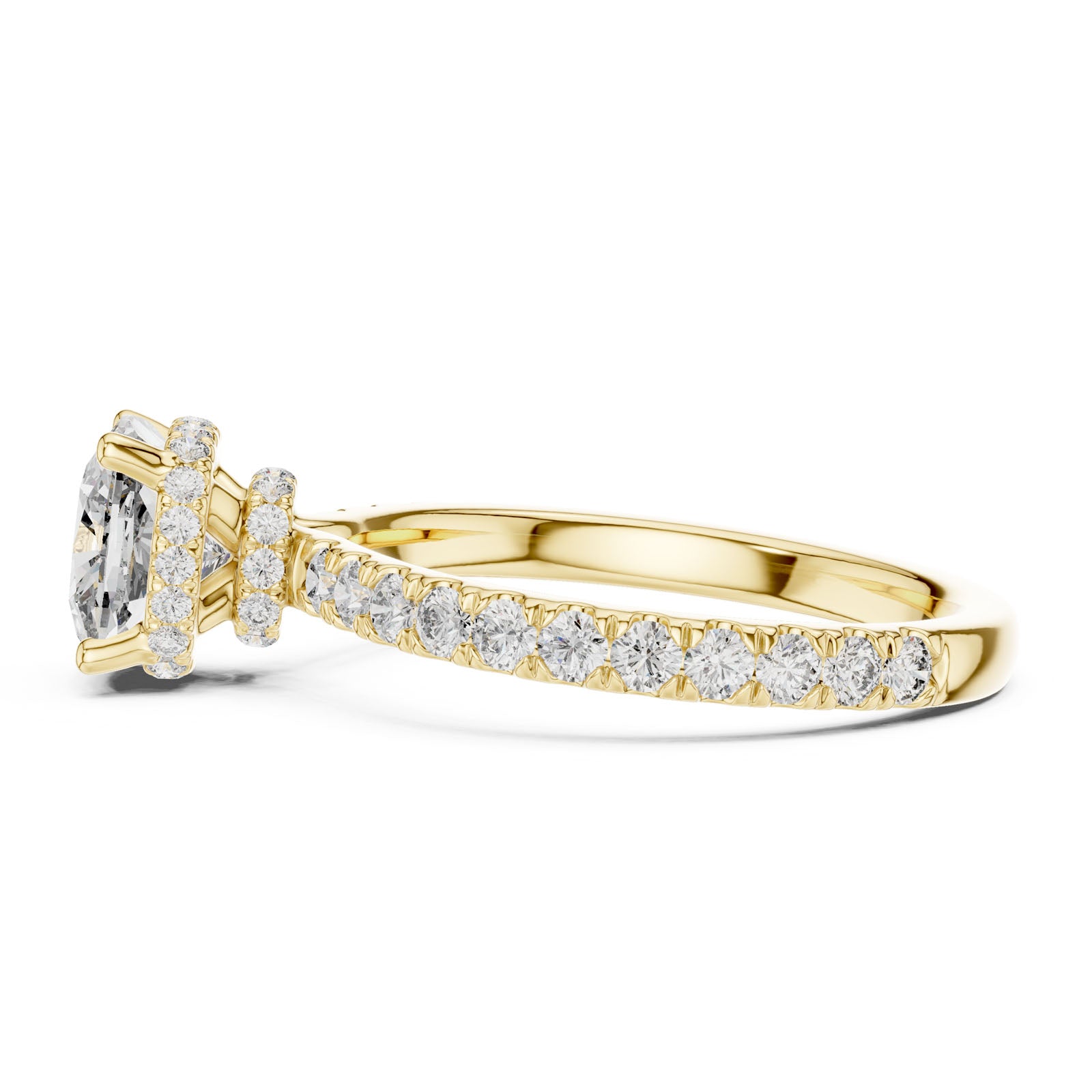 2.10 Ct. Cushion Cut Diamond Ring with Hidden Halo and Pavé Band (DDLR-165) 10