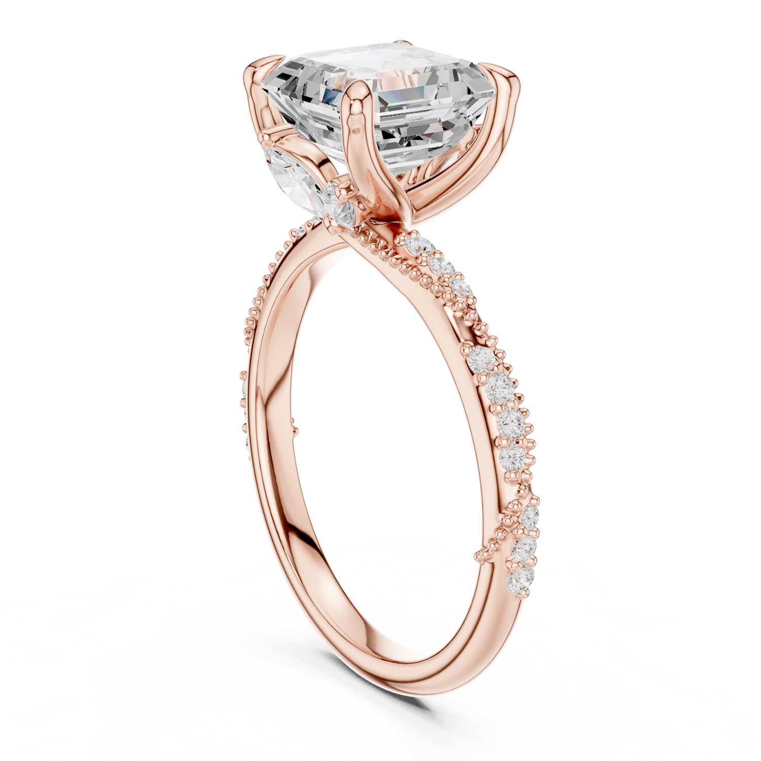 2.93 Ct. Asscher Cut Diamond Pavé Engagement Ring with Hidden Halo (DDLR-167-AC) 9