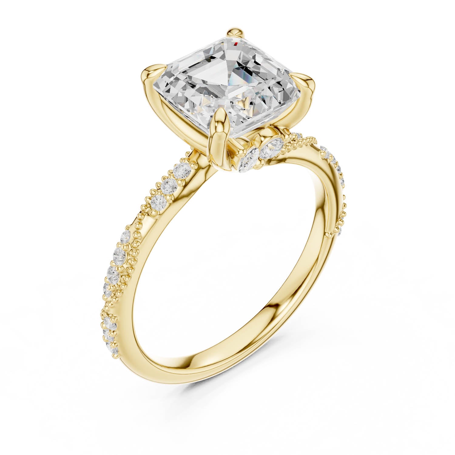 2.93 Ct. Asscher Cut Diamond Pavé Engagement Ring with Hidden Halo (DDLR-167-AC) 2