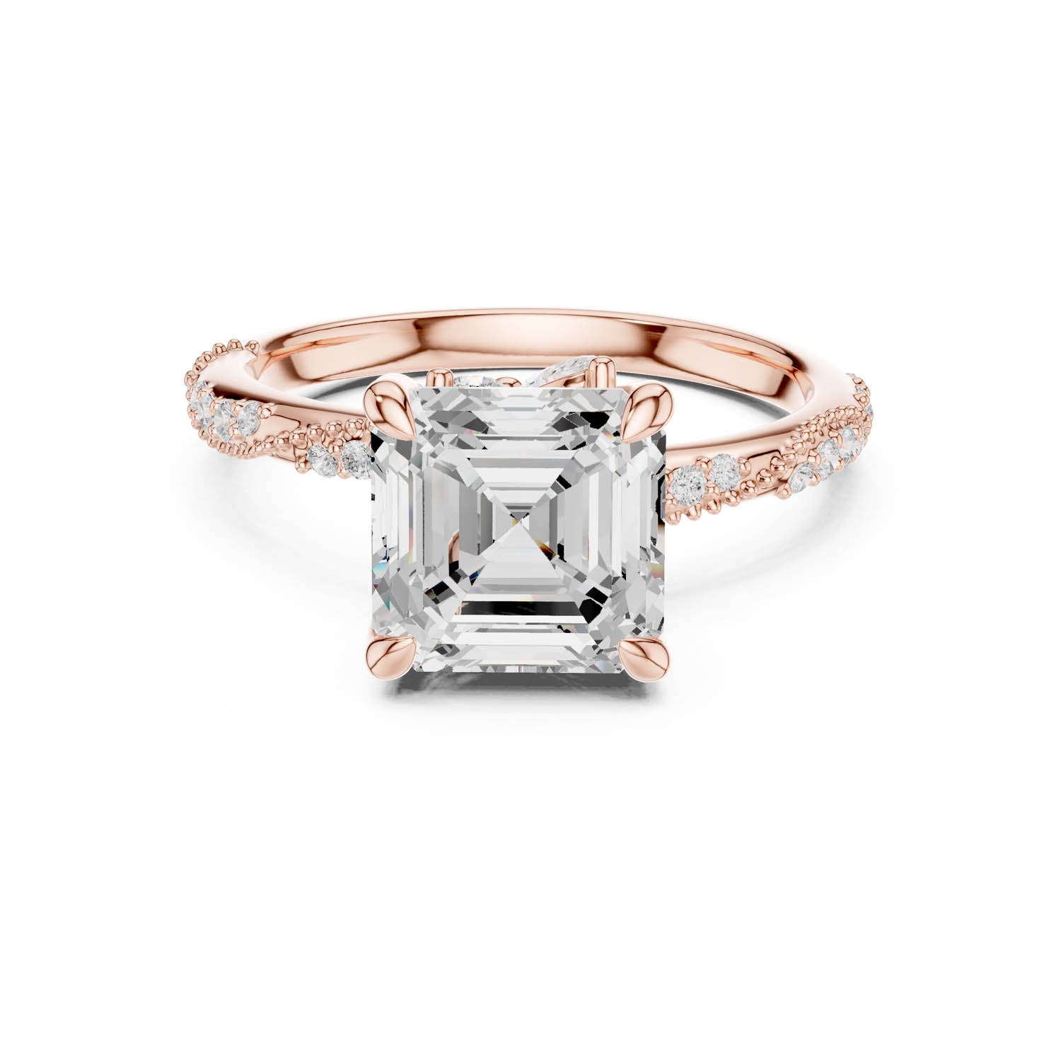 2.93 Ct. Asscher Cut Diamond Pavé Engagement Ring with Hidden Halo (DDLR-167-AC) 5