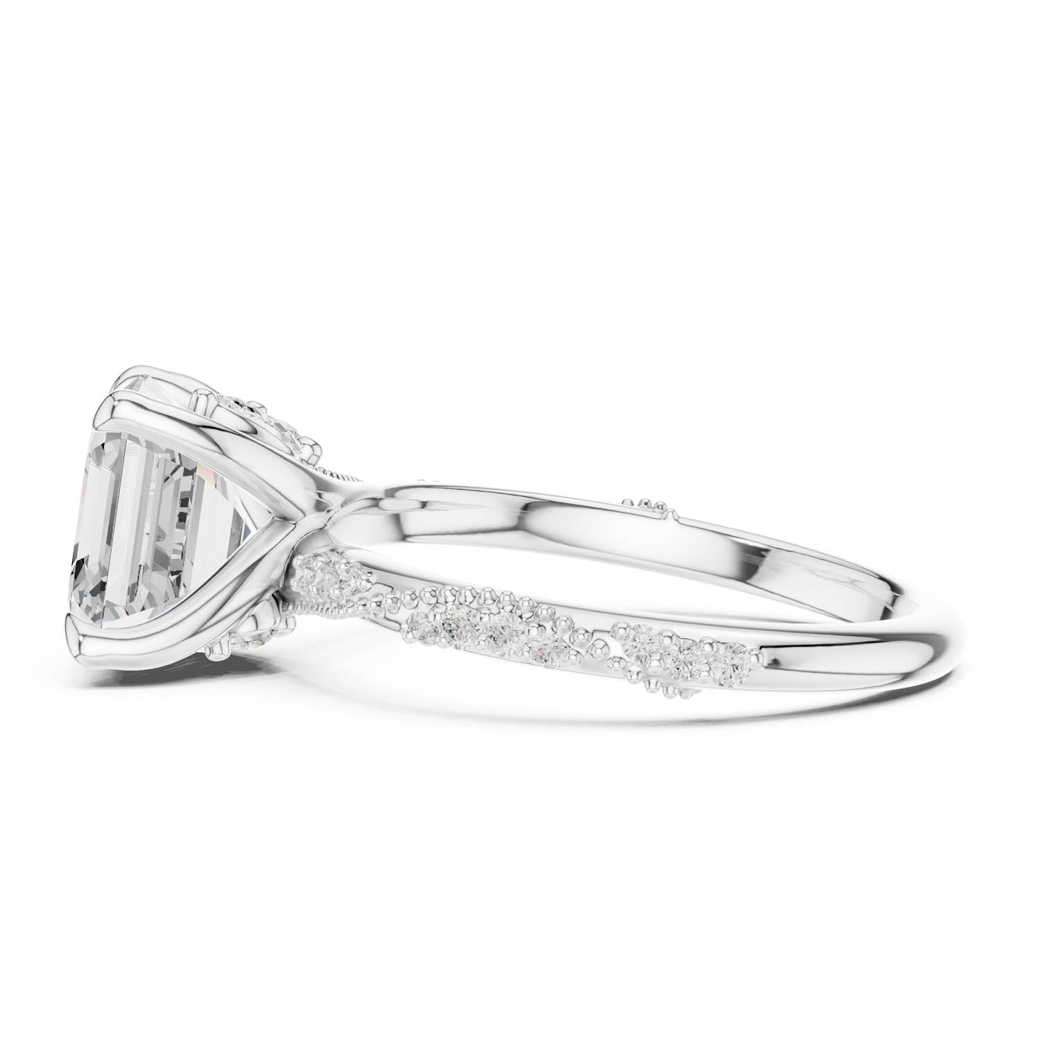 2.93 Ct. Asscher Cut Diamond Pavé Engagement Ring with Hidden Halo (DDLR-167-AC) 6