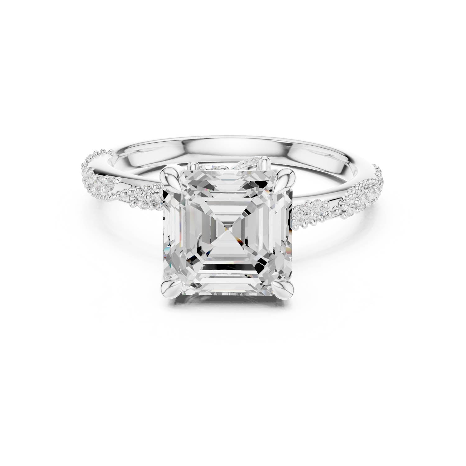 2.93 Ct. Asscher Cut Diamond Pavé Engagement Ring with Hidden Halo (DDLR-167-AC) 1