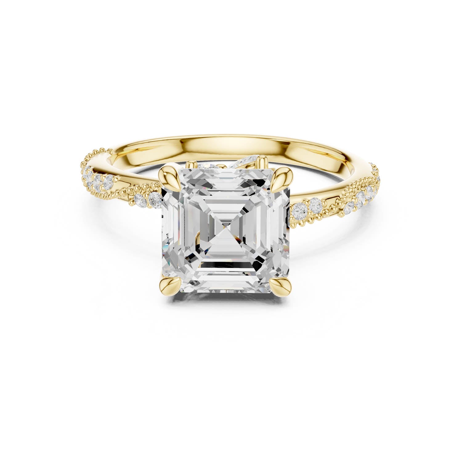 2.93 Ct. Asscher Cut Diamond Pavé Engagement Ring with Hidden Halo (DDLR-167-AC) 8