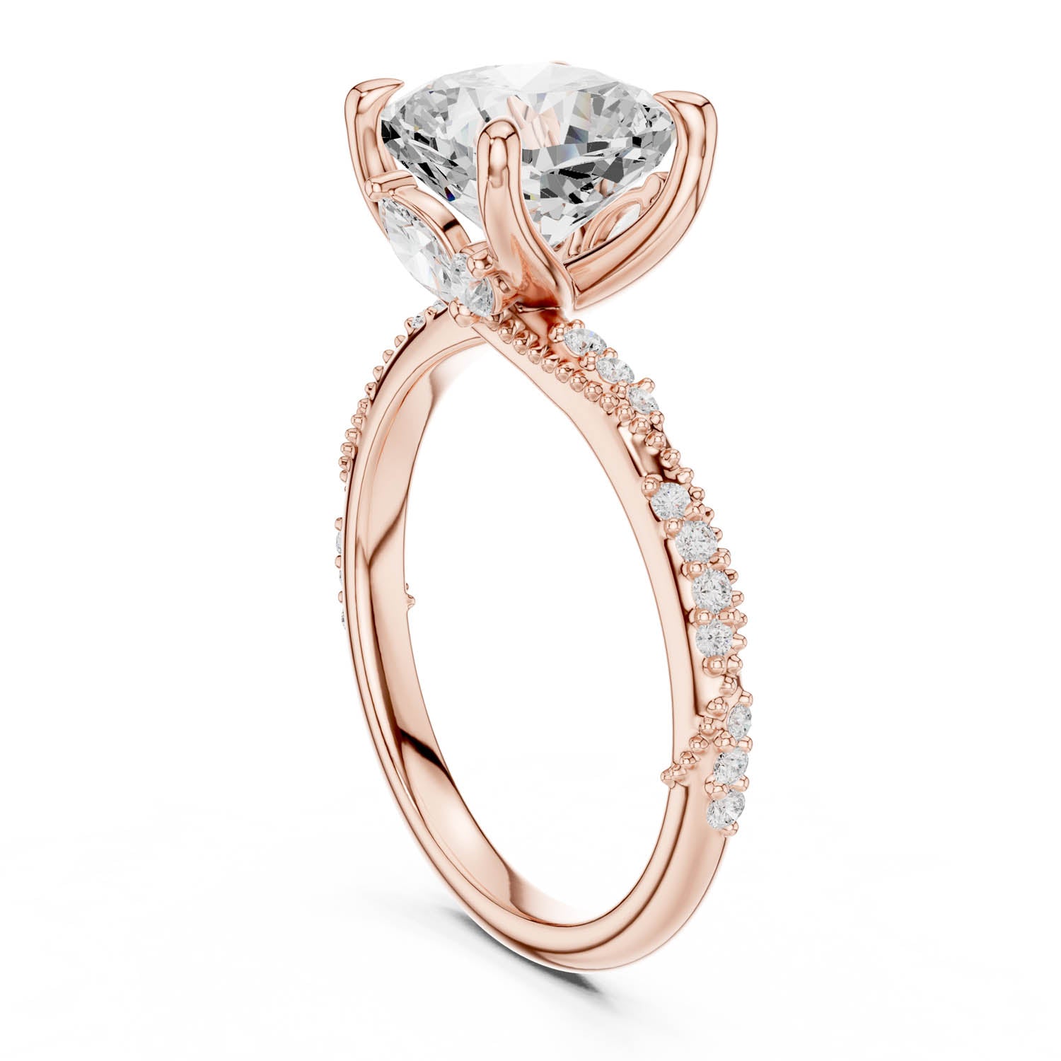 2.93 Ct. Cushion Cut Diamond Pavé Engagement Ring with Hidden Halo (DDLR-167-CU) 9