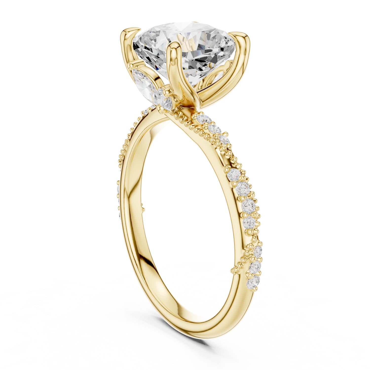 2.93 Ct. Cushion Cut Diamond Pavé Engagement Ring with Hidden Halo (DDLR-167-CU) 13