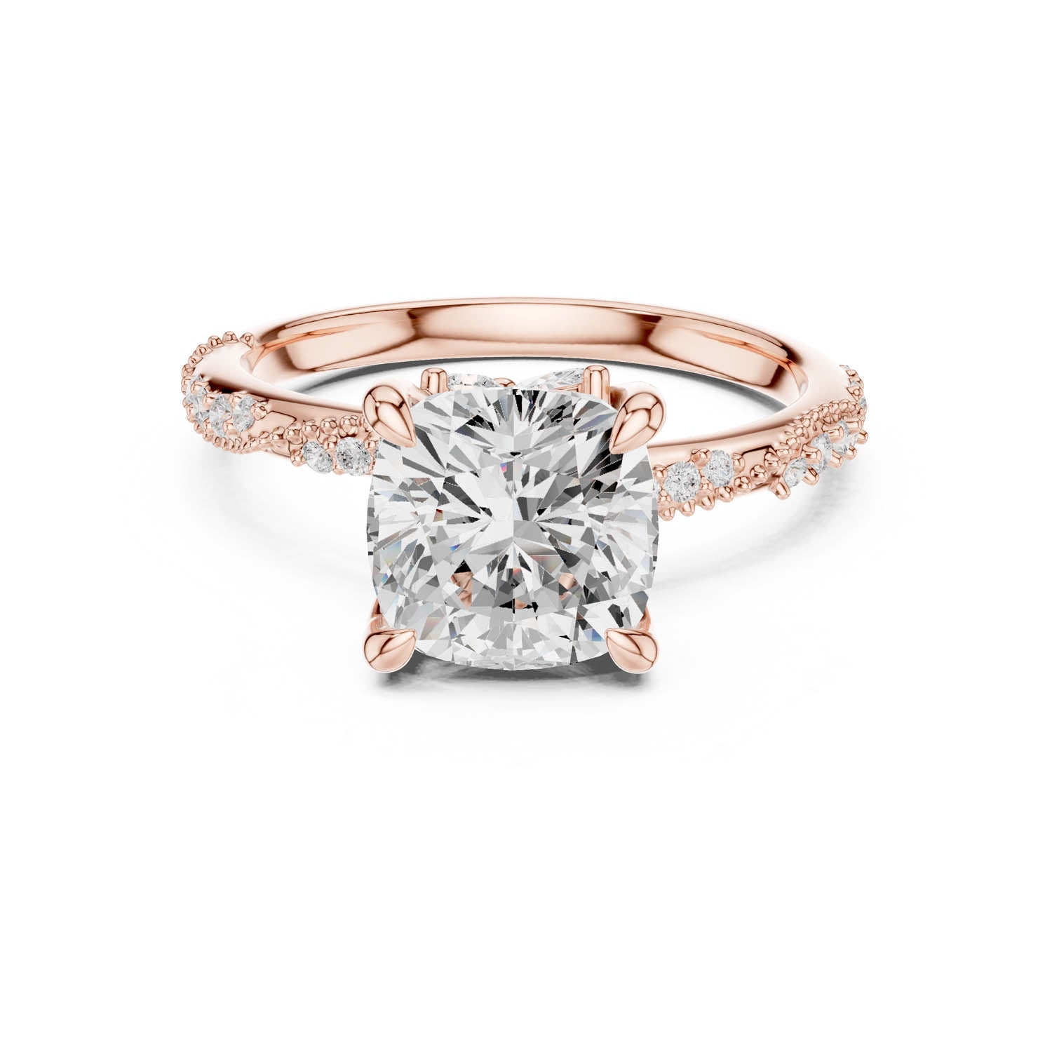 2.93 Ct. Cushion Cut Diamond Pavé Engagement Ring with Hidden Halo (DDLR-167-CU) 5