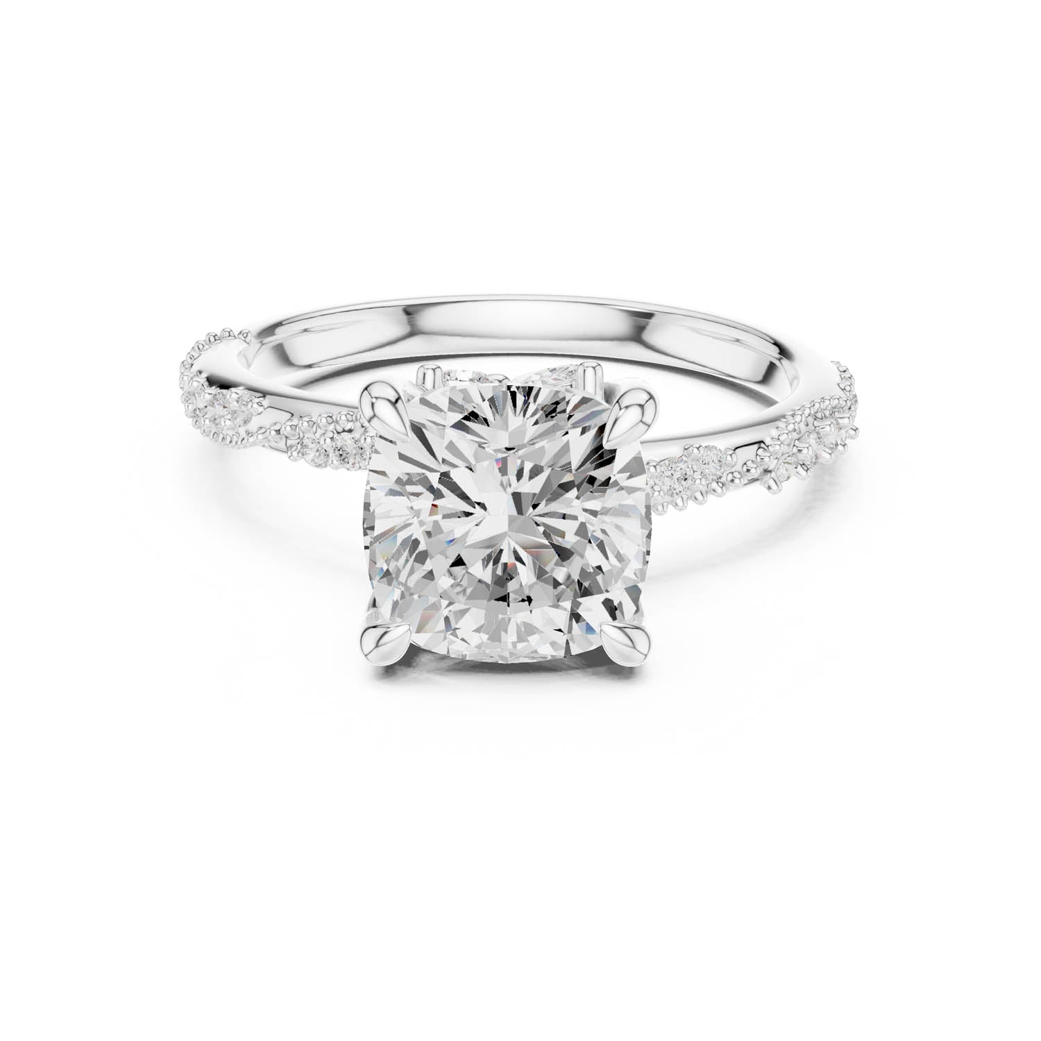 2.93 Ct. Cushion Cut Diamond Pavé Engagement Ring with Hidden Halo (DDLR-167-CU) 1